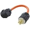 Ac Works 1.5FT L21-30P 30A 3-Phase 120/208V Locking Plug to 6-50 Welder Connector WDL2130650-018 - alternate 1